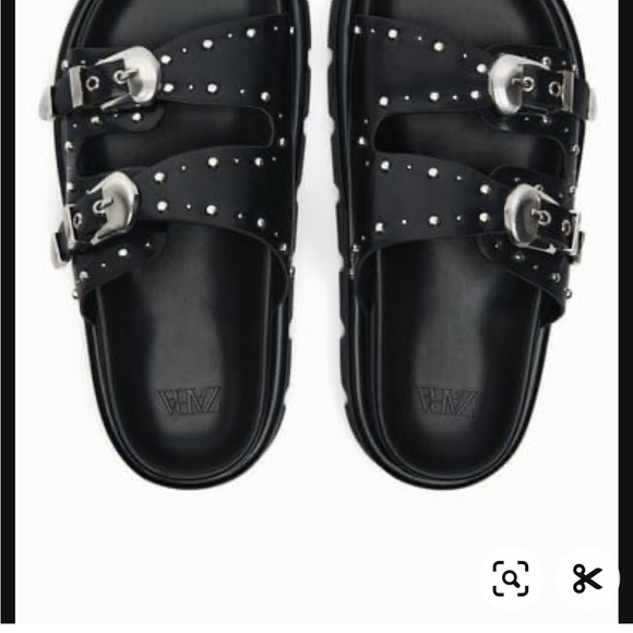 Zara Black Sandals with Silver Accents - Picture 1 of 3